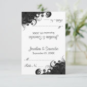 Mariage floral noir et blanc Table Place Cartes (Debout devant)