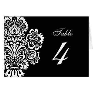 Mariage floral noir et blanc Vintage Numéro de tab