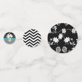 Mariage floral noir et bleu Confetti (Devant)