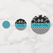 Mariage floral noir et bleu Confetti (Derrière)