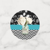 Mariage floral noir et bleu Confetti (Petit recto)