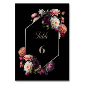 Mariage Floral Noir moderne Numéro de table (Dos)