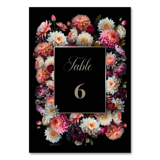 Mariage floral noir romantique Numéro de table (Par défaut)
