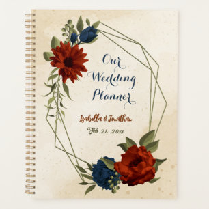 mariage floral orange brûlé et bleu marine