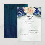 Mariage floral orange et bleu marine RSVP (Devant / Derrière)