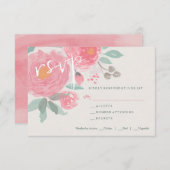 Mariage floral peint à la main carte RSVP (Devant / Derrière)