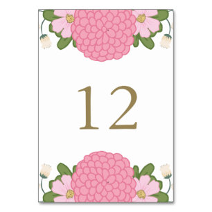 Mariage floral Peony Cartes Numéro de tableau