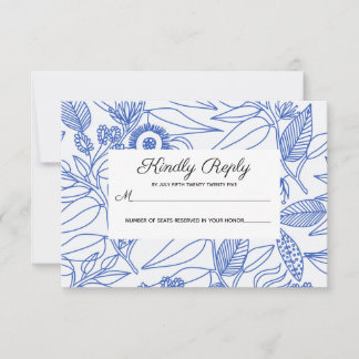 Mariage floral personnalisé Bleu Botanique RSVP