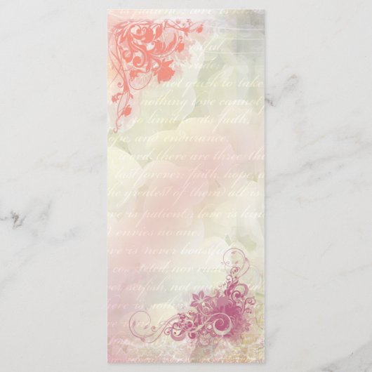 Mariage floral romantique Modèle de menu (Dos)