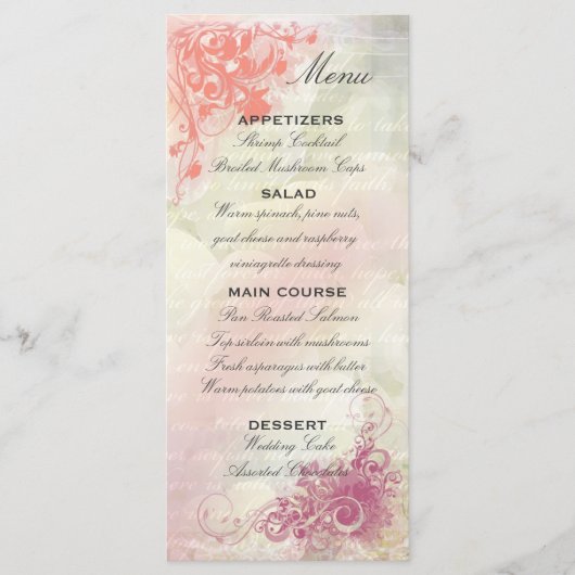 Mariage floral romantique Modèle de menu (Devant)