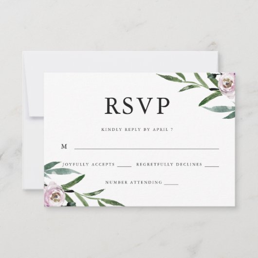 Mariage floral romantique RSVP (Devant)