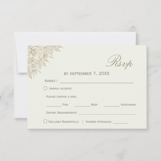 mariage floral romantique Rsvp | Police de script (Devant)