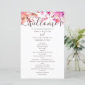 Mariage floral rose aquarelle. Programme d'automne (Debout devant)