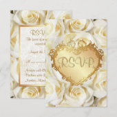 Mariage floral rose blanche RSVP (Devant / Derrière)