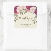 mariage floral rose bordeaux merci autocollant (Sac)