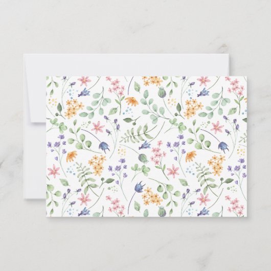 Mariage floral rose Bow numérique carte RSVP code  (Dos)