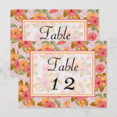 Mariage floral rose de printemps Numéro de table (Devant / Derrière)