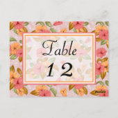 Mariage floral rose de printemps Numéro de table (Dos)