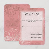 Mariage floral rose esquissé RSVP (Devant / Derrière)