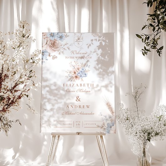 Mariage floral rose et bleu