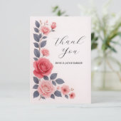 Mariage floral Rose flou Carte de remerciements pl (Debout devant)