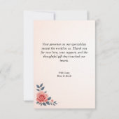 Mariage floral Rose flou Carte de remerciements pl (Dos)