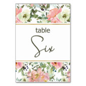 Mariage floral rose fusée Eggshell Numéro de table (Dos)