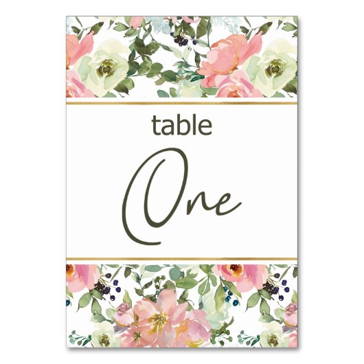 Mariage floral rose fusée Eggshell Numéro de table (Dos)