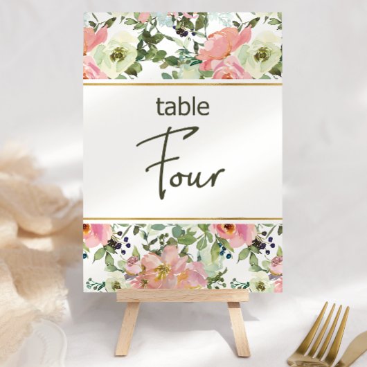 Mariage floral rose fusée Eggshell Numéro de table