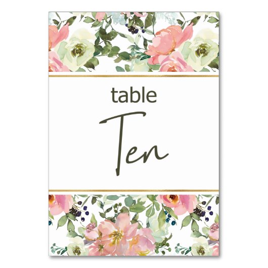 Mariage floral rose fusée Eggshell Numéro de table (Dos)