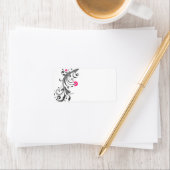 Mariage floral rose noir blanc Étiquette de adress (En situation)