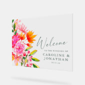 Mariage floral rose orange moderne Bienvenue (Angle)