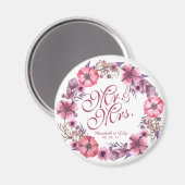 Mariage floral rose personnalisé | Magnet (Recto/Verso)