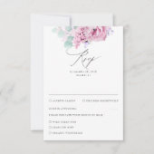Mariage floral rose pourpre Dusty RSVP (Devant)