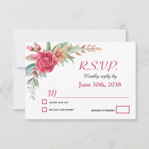 Mariage floral rose rose rose RSVP