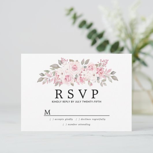 Mariage floral rose rustique RSVP (Debout devant)