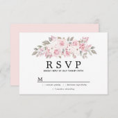 Mariage floral rose rustique RSVP (Devant / Derrière)