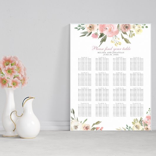 Mariage floral rose vif 16 Tableau de siège