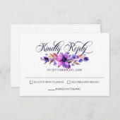 Mariage floral rose violet élégant RSVP (Devant / Derrière)