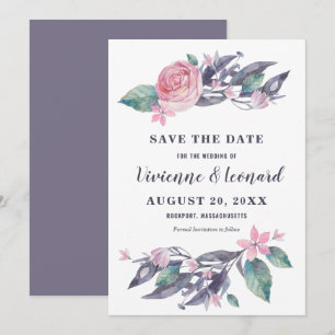 Mariage floral rose violet Enregistrer la carte de