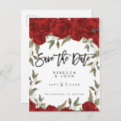 mariage floral roses rouges enregistrer la carte d (Devant / Derrière)