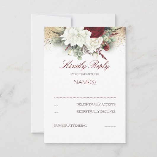 Mariage floral rouge et blanc Bourgogne RSVP (Devant)