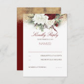 Mariage floral rouge et blanc Bourgogne RSVP (Devant / Derrière)