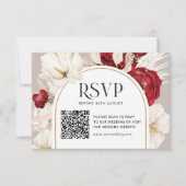 Mariage floral rouge et blanc rubis RSVP avec QRco (Devant)