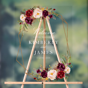 Mariage floral rouge et roux bordeaux