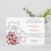 mariage floral rouge Invitations (Debout devant)
