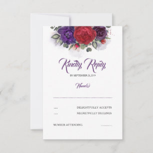 Mariage floral rouge prune et bordeaux RSVP