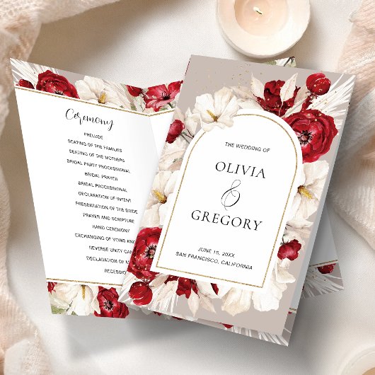 Mariage floral rouge rubis et blanc Programmes