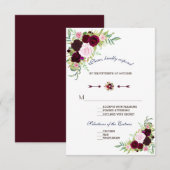 Mariage floral Royal Burgundy Marsala RSVP (Devant / Derrière)
