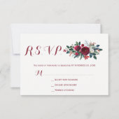 Mariage floral RSVP rouge bordeaux (Devant)